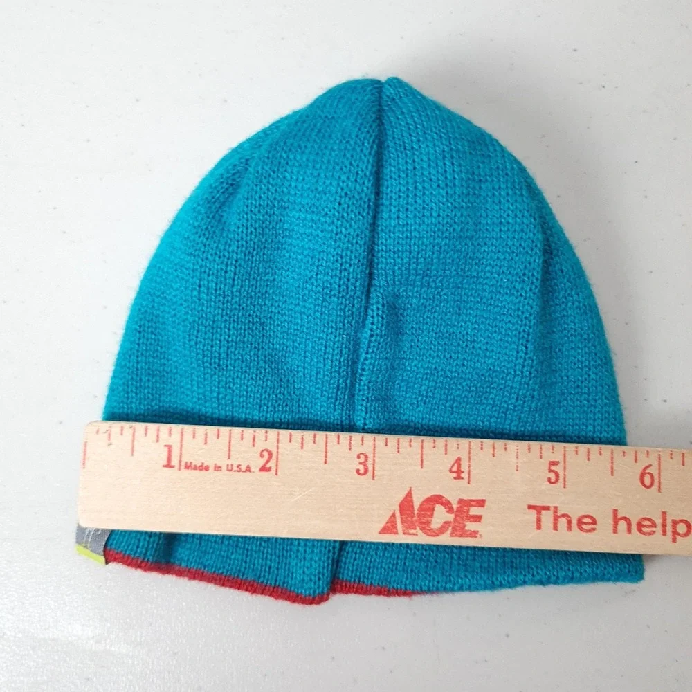 Smartwool Hat Beanie Baby Infant One Size Blue Red Striped Reversible Wool Knit
